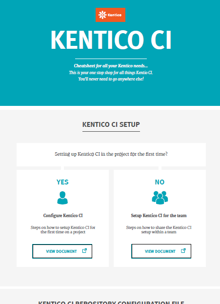 Kentico CI Cheatsheet Kentico CI Cheatsheet