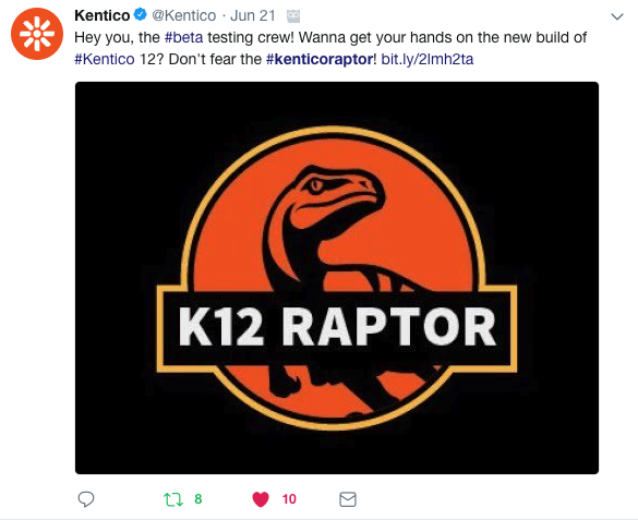 Kentico Raptor tweets Kentico Raptor - Tweet