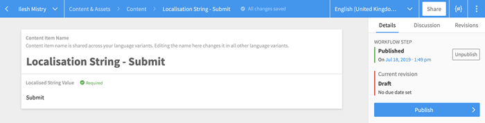 An example of the localised content item An example of the localised content item